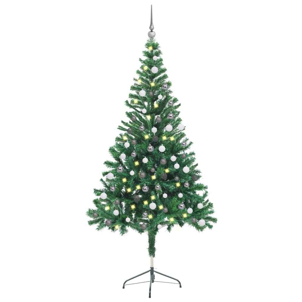  Osvetlený umelý vianočný stromček+gule 150 cm, 380 vetvičiek
