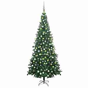 vidaXL valgustatud kunstkuusk kuulidega 240 cm, roheline