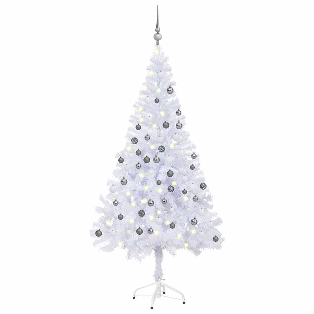vidaXL Brad de Crăciun pre-iluminat cu globuri, 180 cm, 620 de ramuri