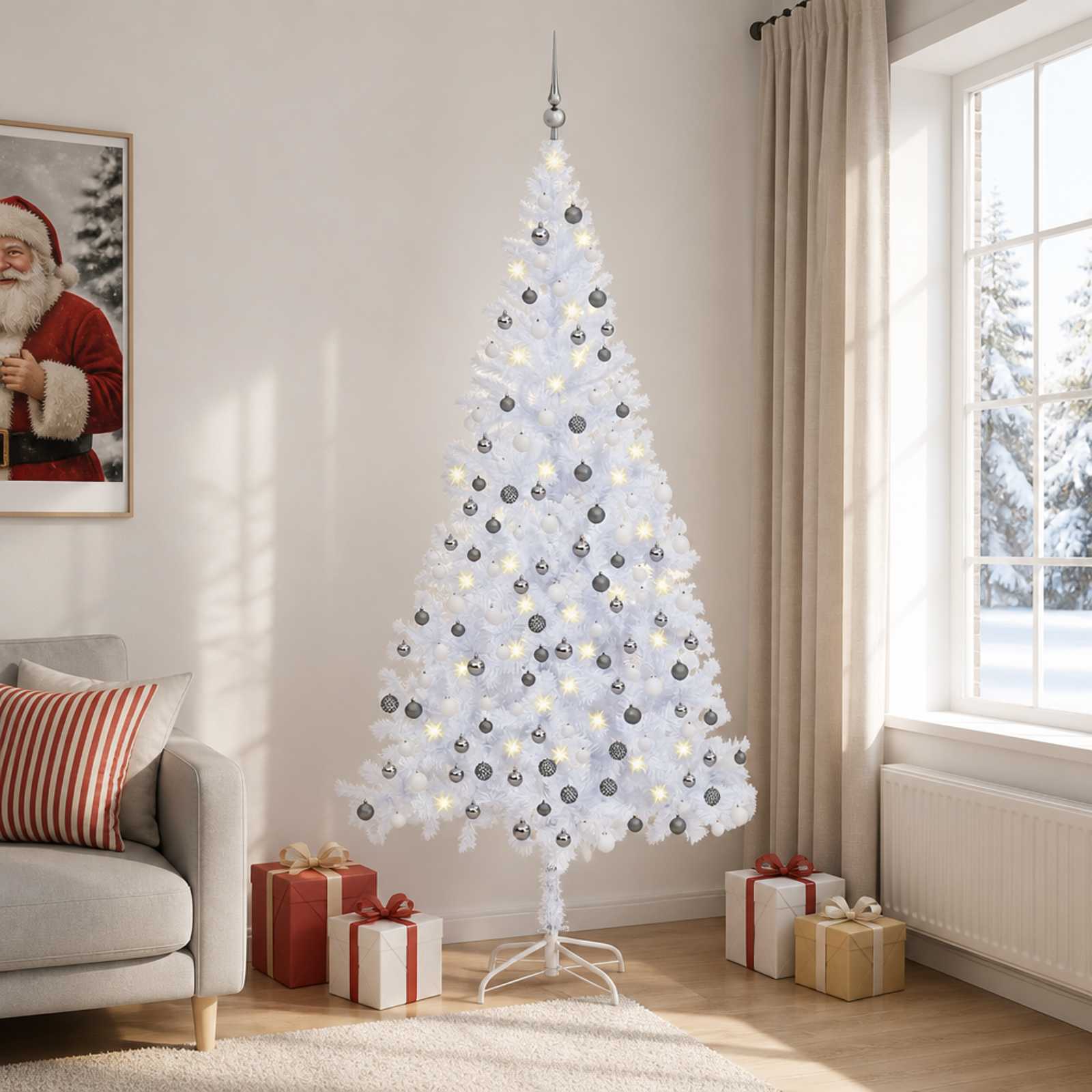 vidaXL Künstlicher Weihnachtsbaum Beleuchtung Kugeln 210cm 910 Zweige