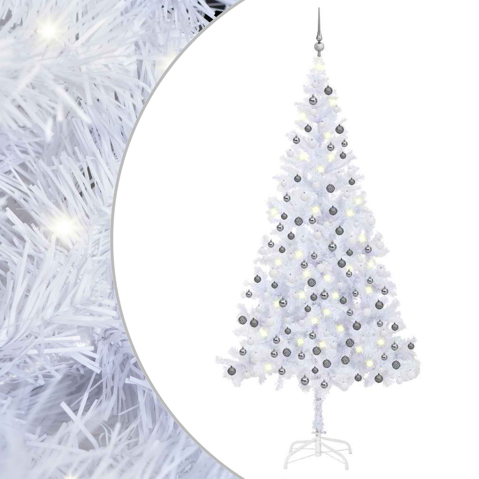 vidaXL Brad de Crăciun pre-iluminat cu set globuri, 210 cm, 910 ramuri