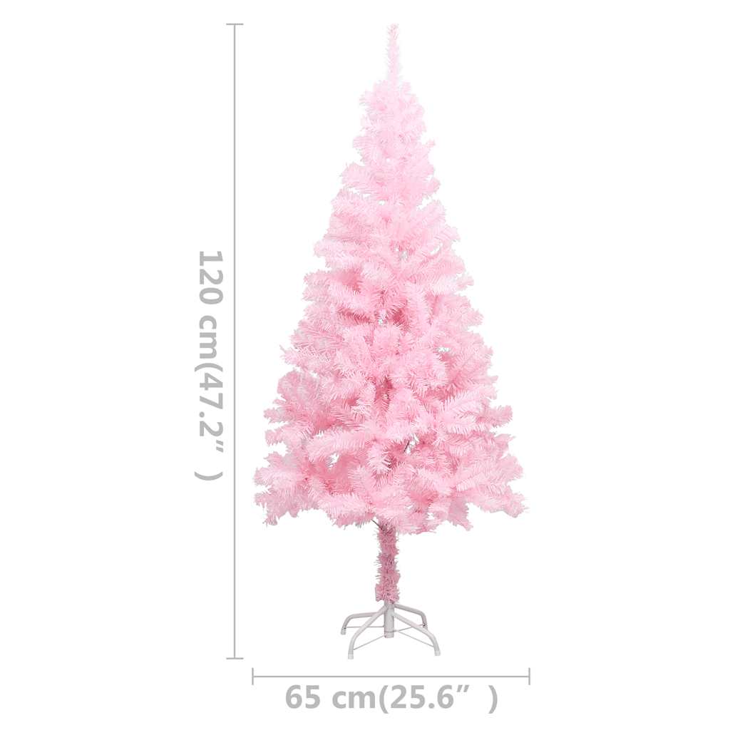 Umělý vánoční stromek s LED a sadou koulí růžový 120 cm PVC - obrázek 14