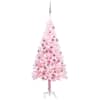 vidaXL valgustusega kunstkuusk kuulidega, roosa, 150 cm, PVC