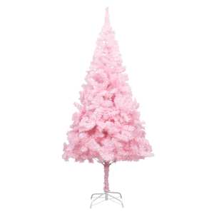 Umělý vánoční stromek s LED a sadou koulí růžový 210 cm PVC - obrázek 2