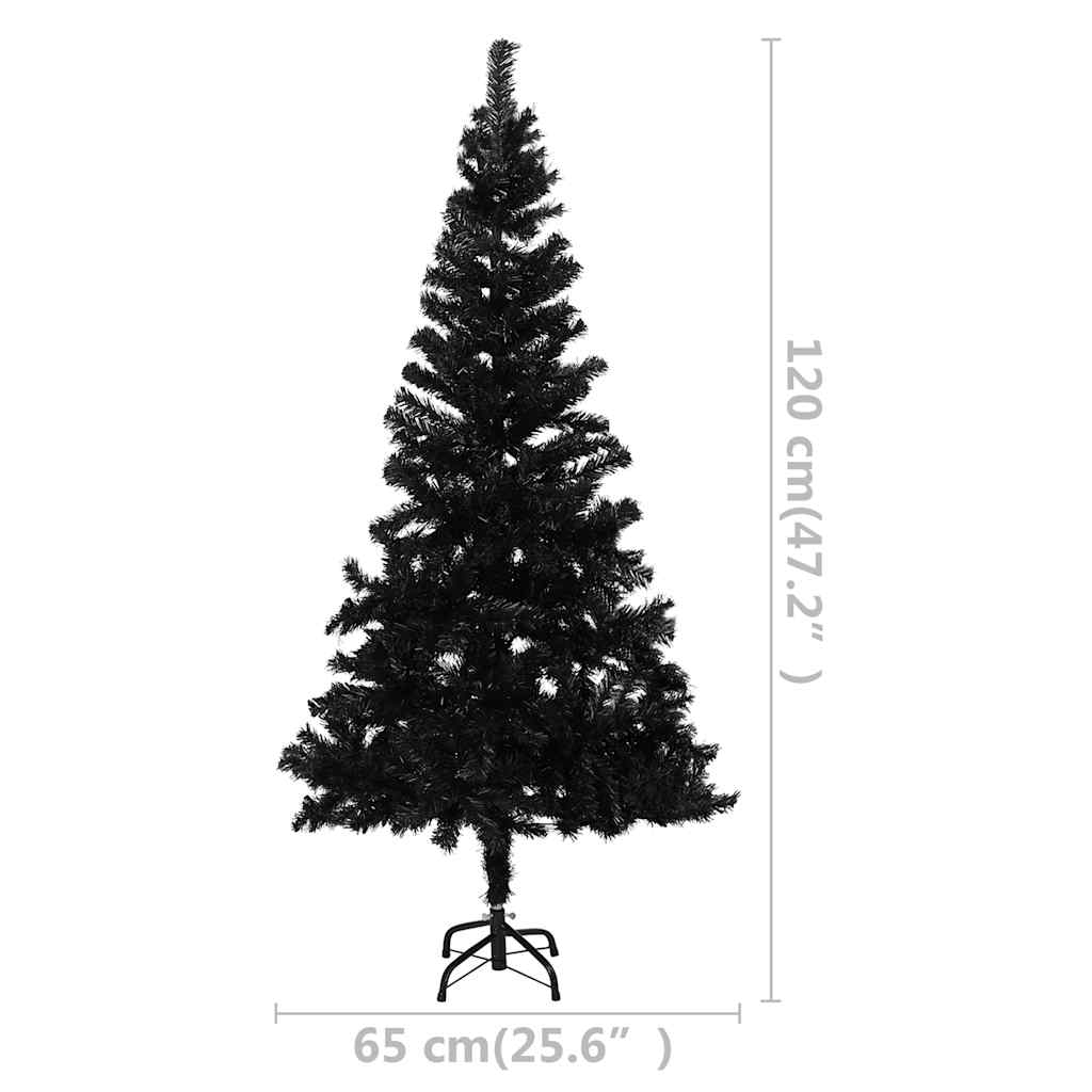 Umělý vánoční stromek s LED a sadou koulí černý 120 cm PVC - obrázek 13