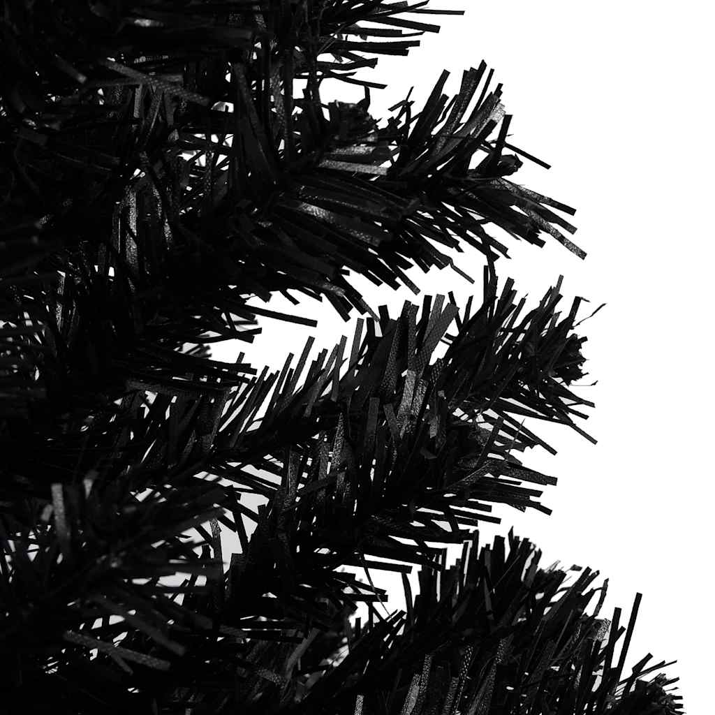 vidaXL Kunstkerstboom met verlichting en kerstballen 150 cm PVC zwart afbeelding