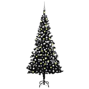 Umělý vánoční stromek s LED a sadou koulí černý 210 cm PVC - obrázek 1