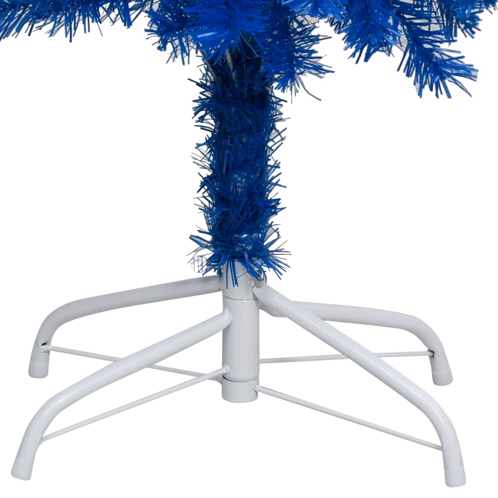  Osvetlený umelý vianočný stromček s guľami, modrý 150 cm, PVC