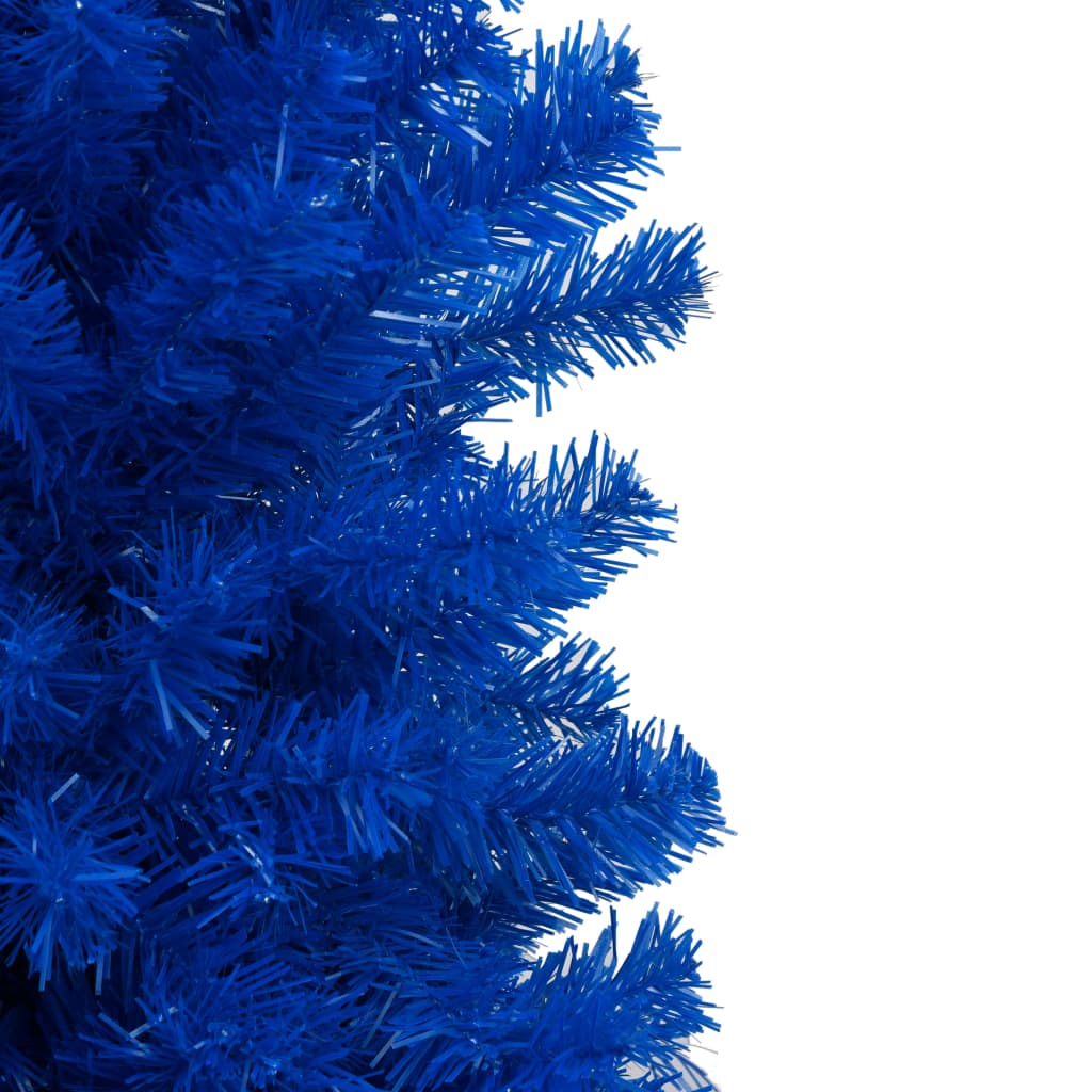  Osvetlený umelý vianočný stromček s guľami, modrý 180 cm, PVC