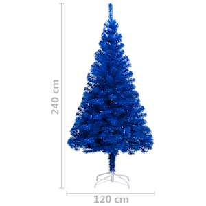 Umělý vánoční stromek s LED a sadou koulí modrý 240 cm PVC - obrázek 13