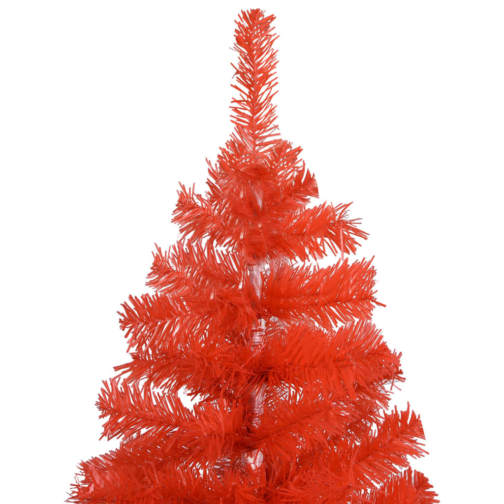 vidaXL Artificial Pre-lit Christmas Tree with Ball Set Red 47.2" PVC