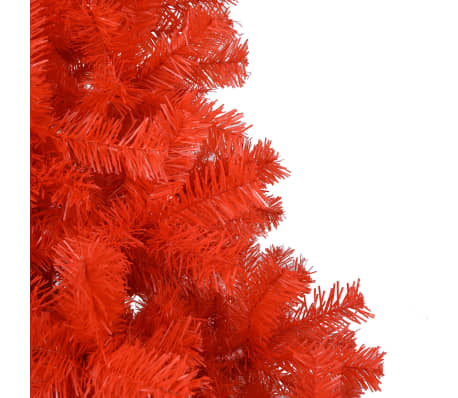 vidaXL Dirbtinė Kalėdų eglutė su žaisliukais, raudona, 210cm, PVC