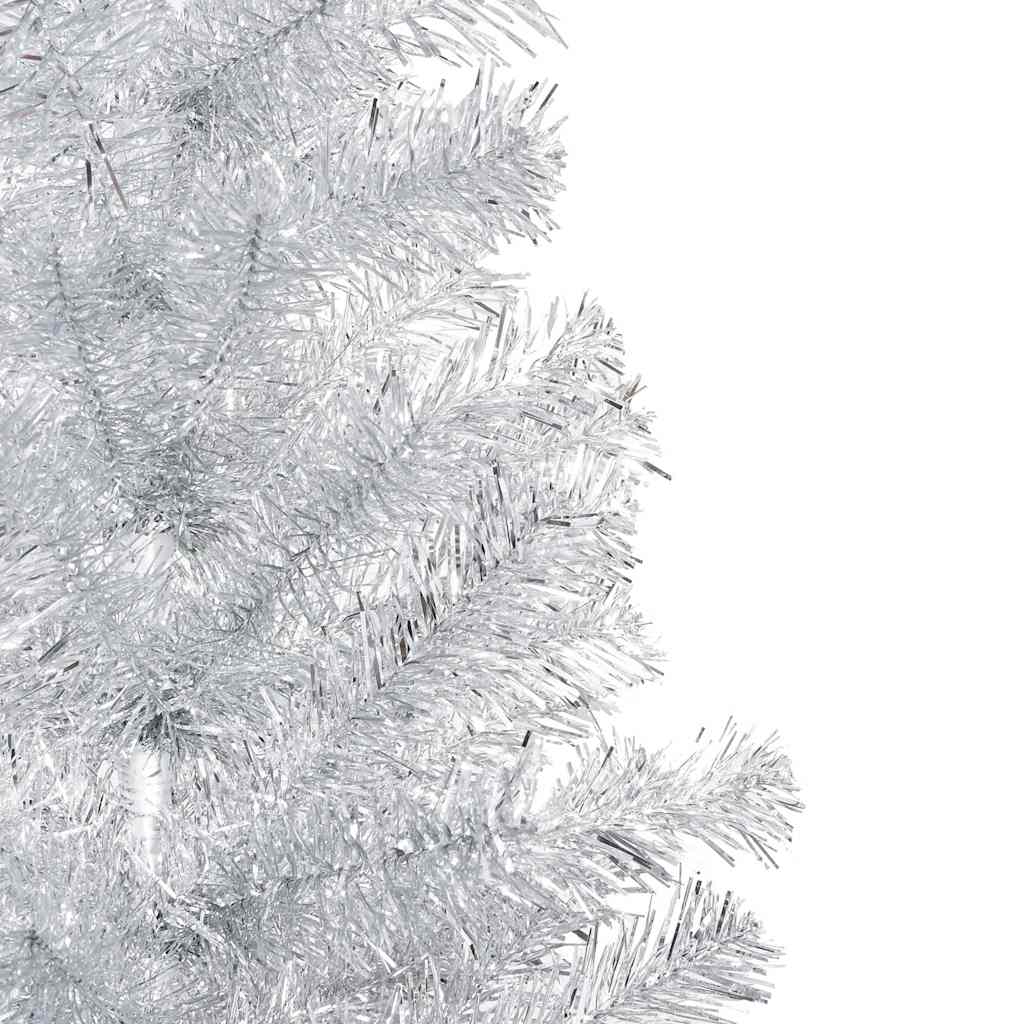 vidaXL Kunstkerstboom met verlichting en kerstballen 150 cm PET zilver