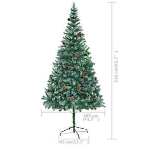 Umělý vánoční stromek LED osvětlení sada koulí a šišky 210 cm - obrázek 12