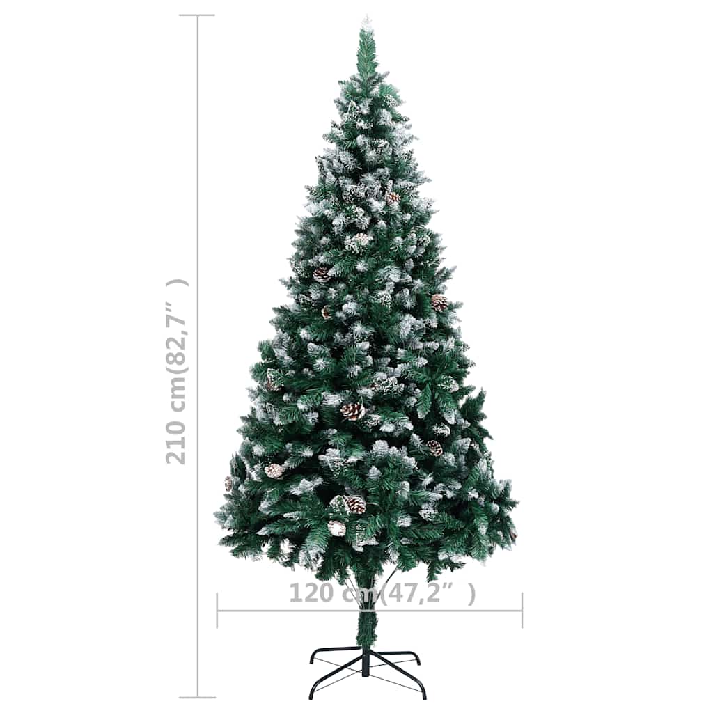 Umělý vánoční strom s LED a sadou koulí a šiškami 210 cm - obrázek 13