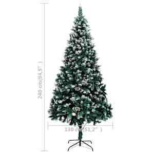 Umělý vánoční strom s LED a sadou koulí a šiškami 240 cm - obrázek 13