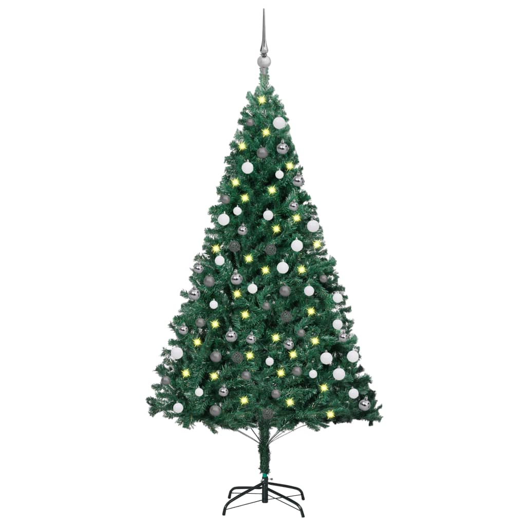 Image of vidaXL Artificial Pre-lit Christmas Tree with Ball Set Green 120 cm PVC