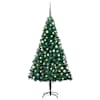 vidaXL valgustusega kunstkuusk kuulidega, roheline, 150 cm, PVC