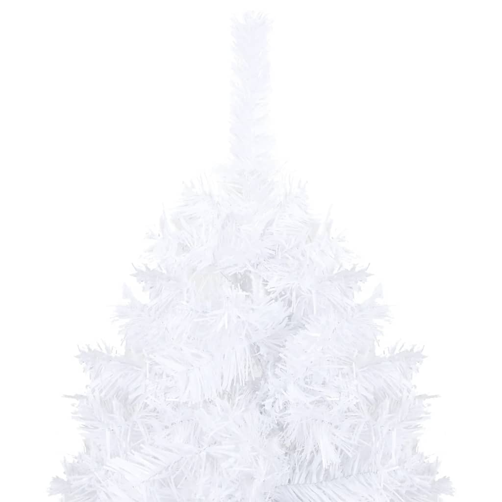 vidaXL Pom de Crăciun artificial cu LED-uri/globuri, alb, 120 cm PVC 