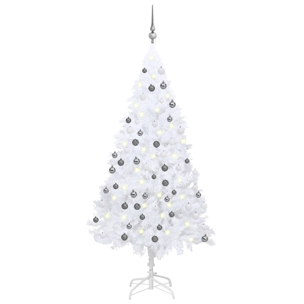 Image of vidaXL Artificial Pre-lit Christmas Tree with Ball Set White 150 cm PVC