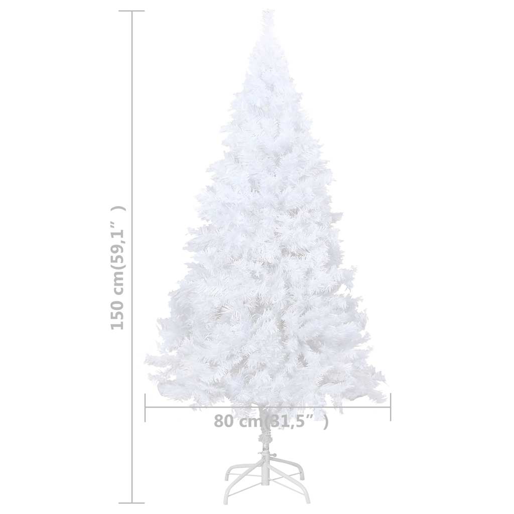 Umělý vánoční stromek s LED a sadou koulí bílý 150 cm PVC - obrázek 13