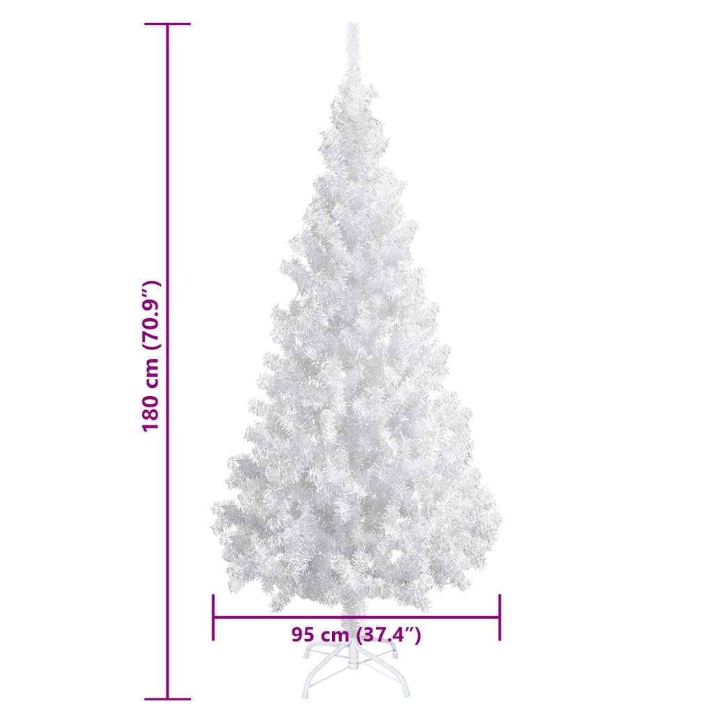 Umělý vánoční stromek s LED a sadou koulí bílý 180 cm PVC - obrázek 14
