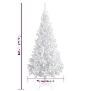 Umělý vánoční stromek s LED a sadou koulí bílý 180 cm PVC - obrázek 13