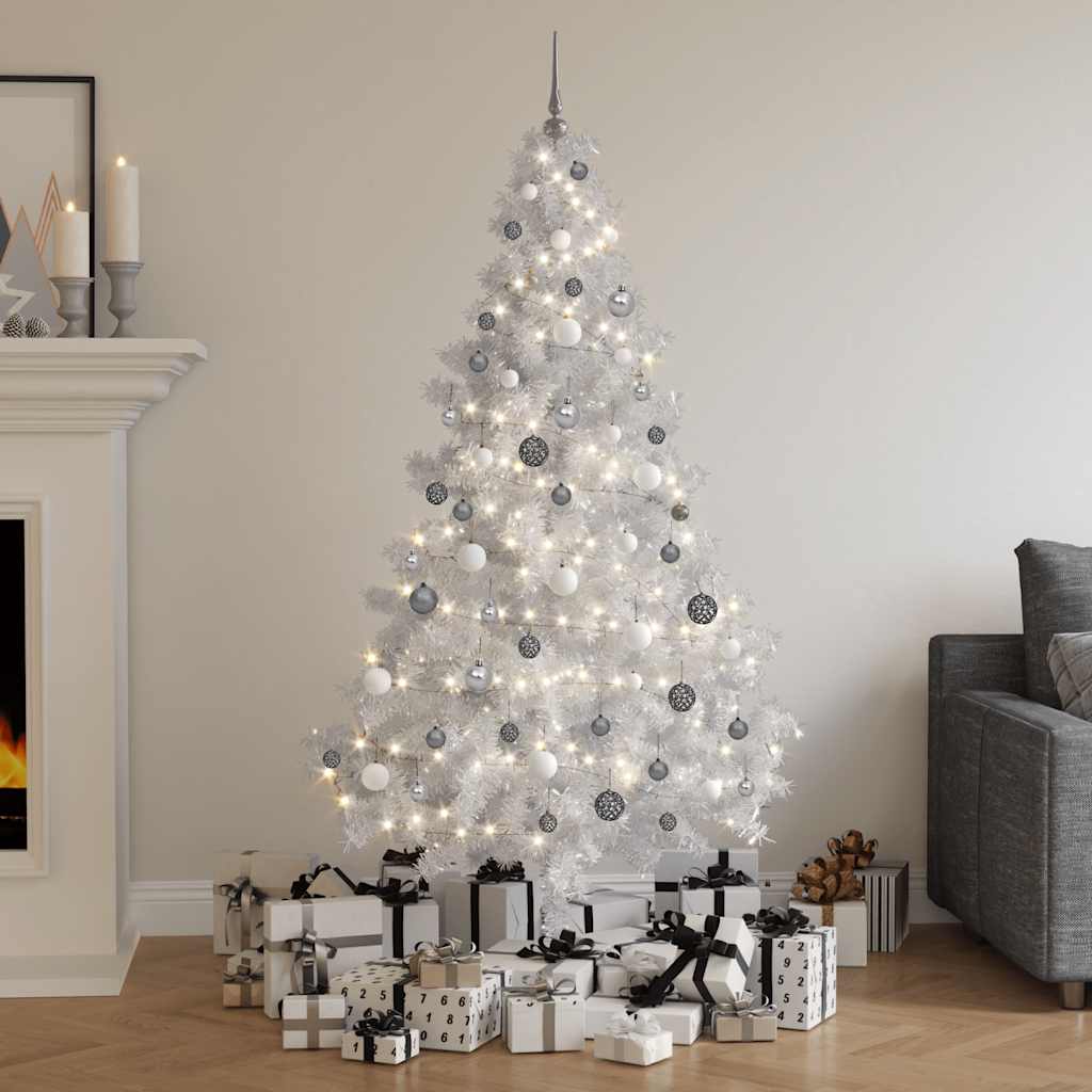 vidaXL Artificial Christmas Tree White PVC, Steel, Plastic