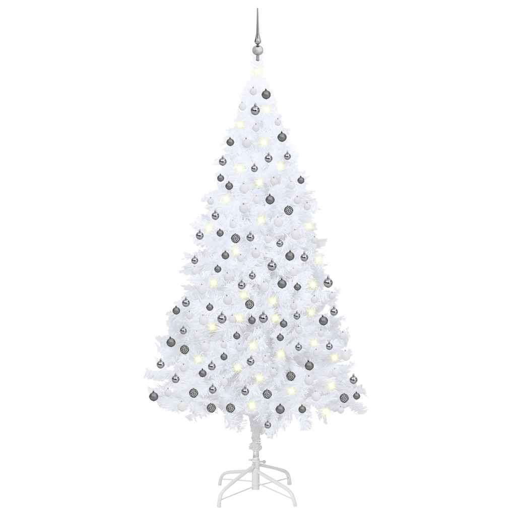 

vidaXL Artificial Christmas Tree with LEDs&Ball Set White 94.5"