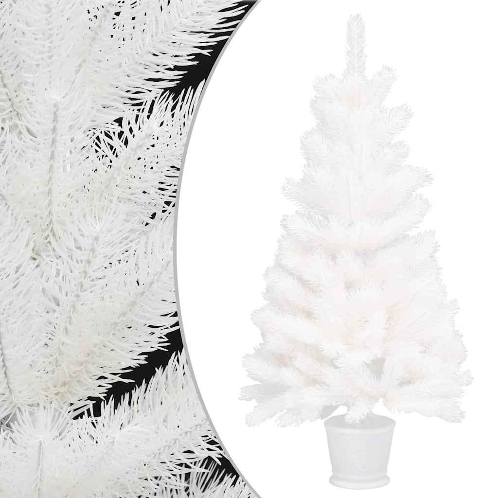 vidaXL Arbre de Noël artificiel pré-éclairé et boules blanc 90 cm