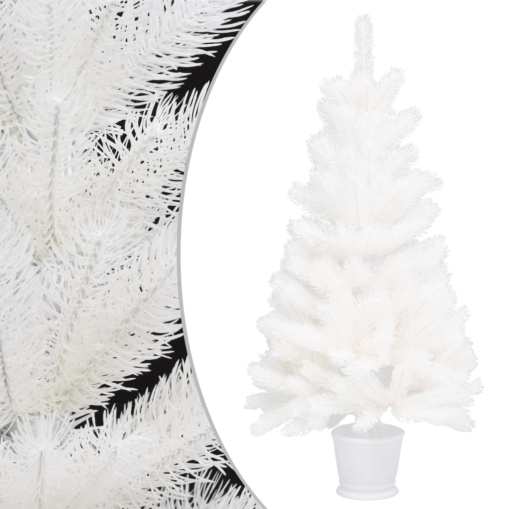 Umělý vánoční stromek s LED diodami a sadou koulí bílý 90 cm