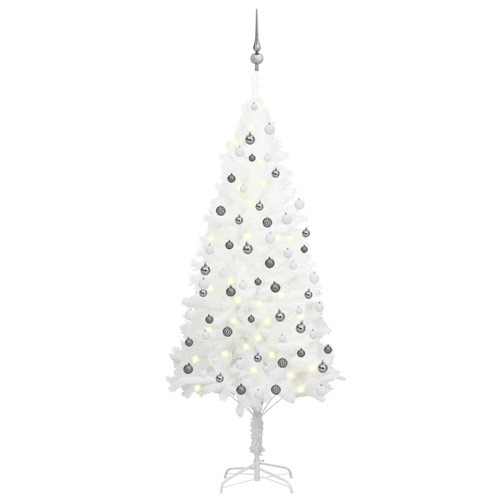 

vidaXL Artificial Christmas Tree with LEDs&Ball Set White 70.9"