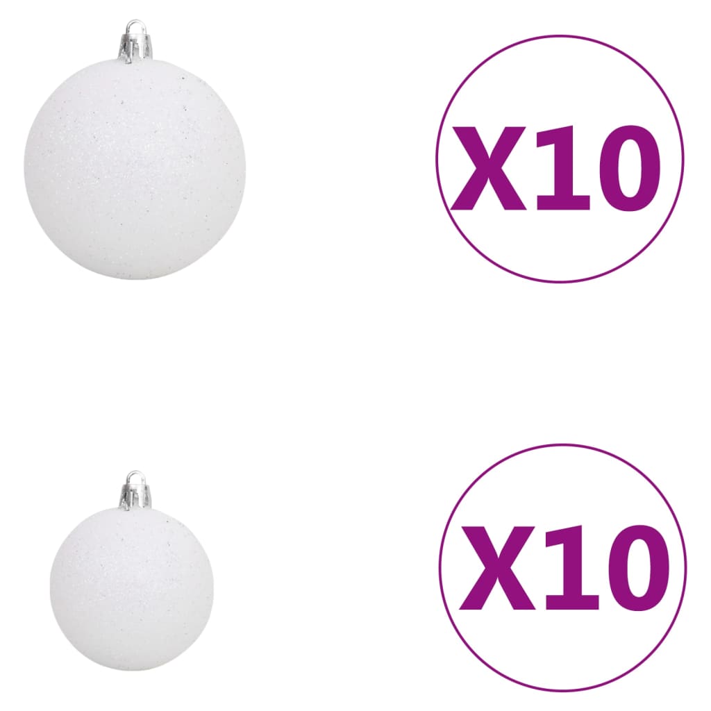 Dirbtinė Kalėdų eglutė su LED ir žaisliukais, balta, 210cm | Stepinfit