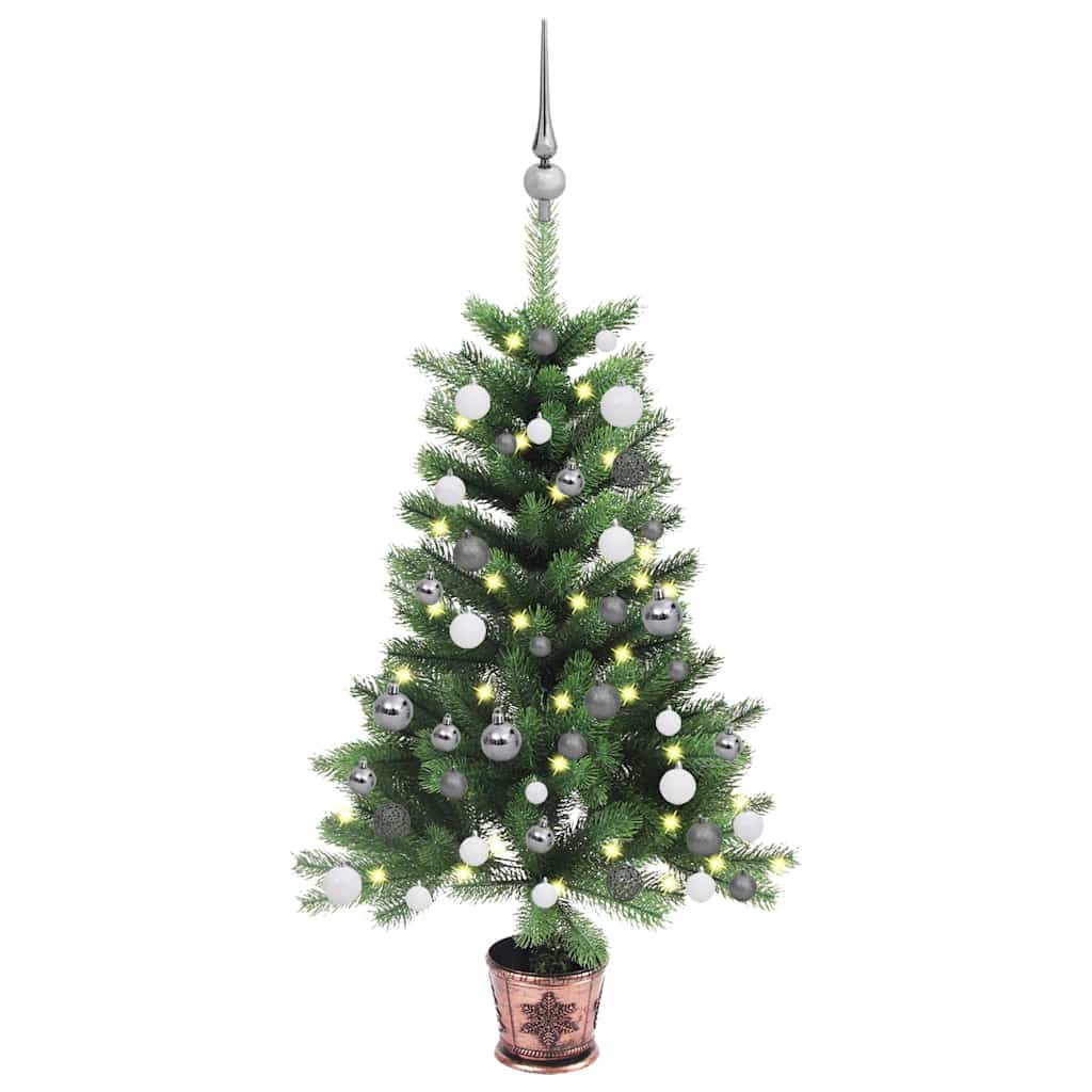 

vidaXL Artificial Christmas Tree with LEDs&Ball Set 35.4" Green