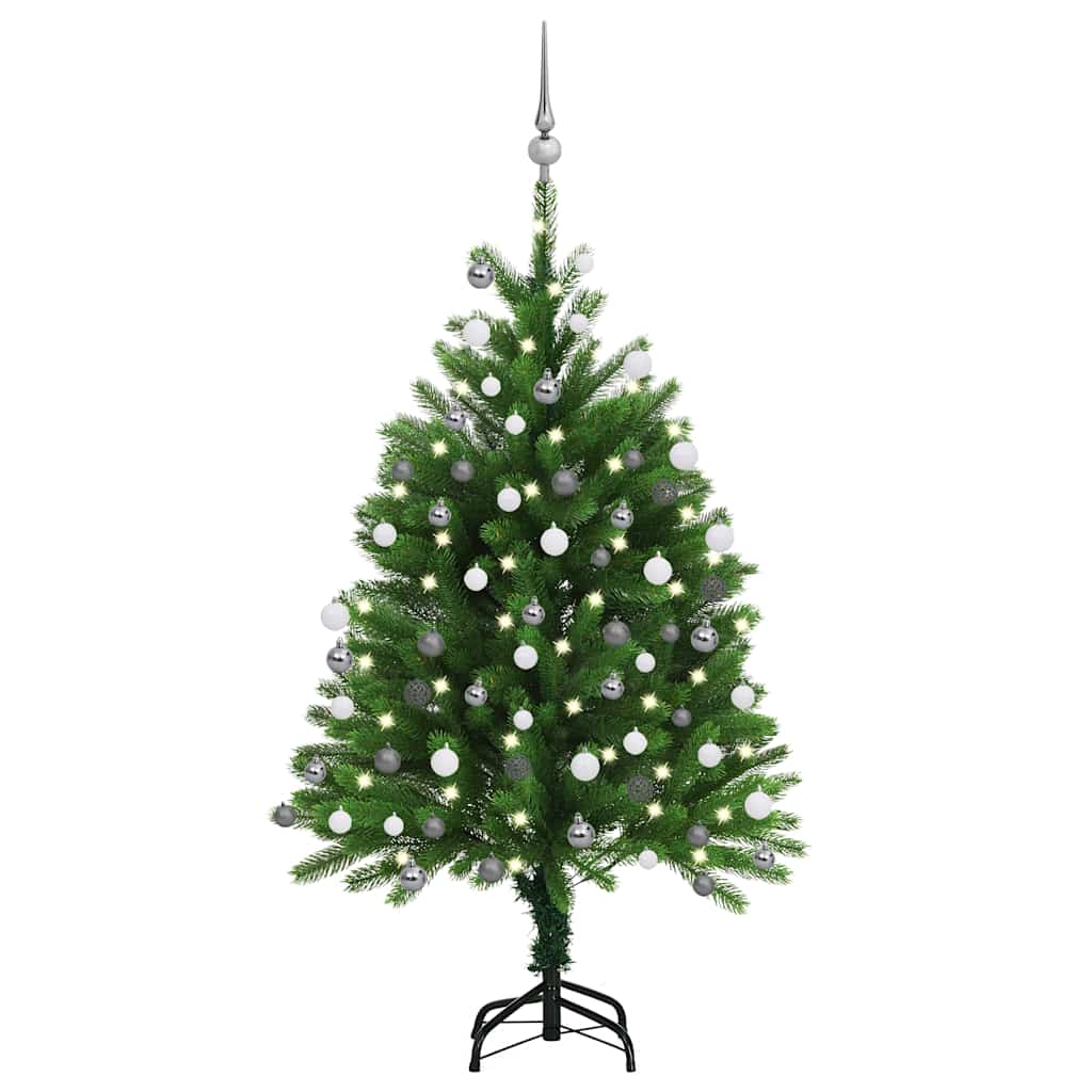 Arbre de Noël artificiel avec LED et boules 120 cm Vert