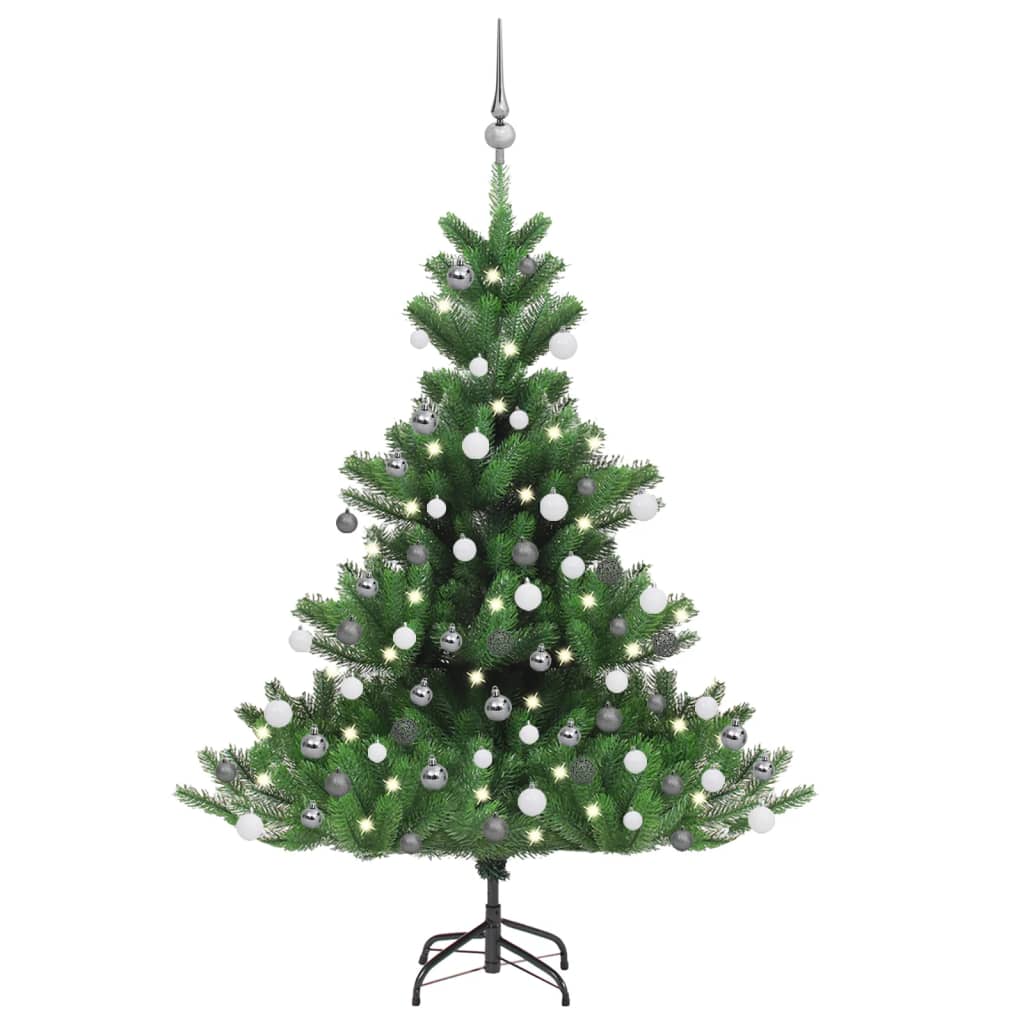 vidaXL Pom Crăciun artificial brad Nordmann LED&globuri verde, 120 cm