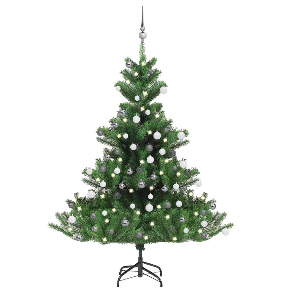 vidaXL Künstlicher Weihnachtsbaum Nordmann LED & Kugeln Grün 150 cm