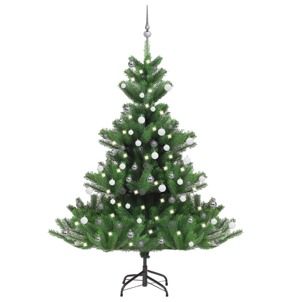 vidaXL Pom Crăciun artificial brad Nordmann LED&globuri verde 180 cm