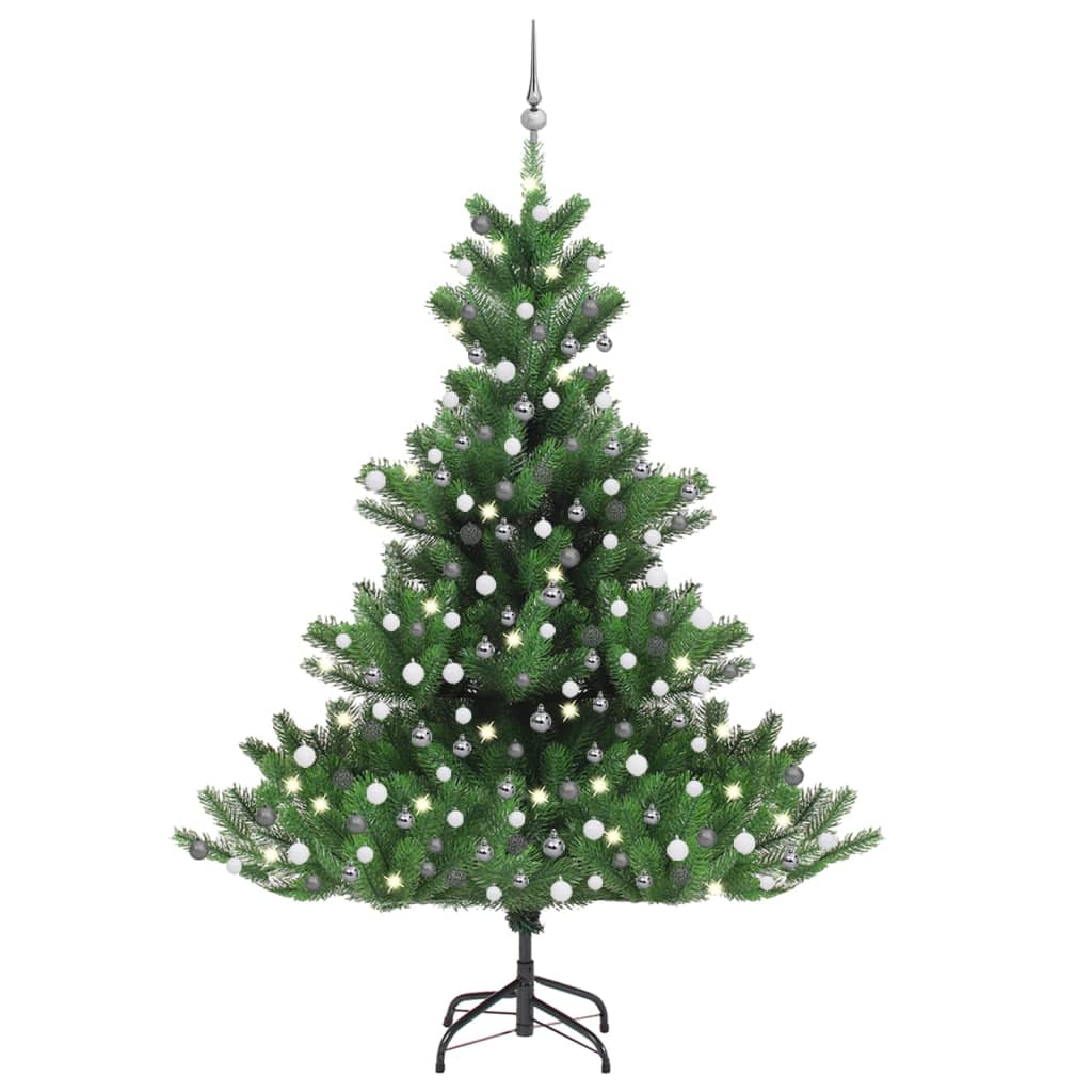 vidaXL Pom Crăciun artificial brad Nordmann LED&globuri verde 210 cm