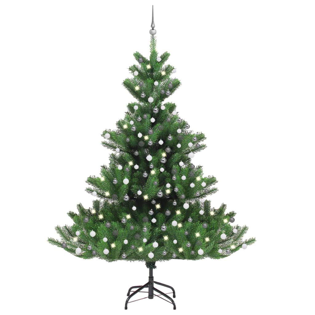 vidaXL Künstlicher Weihnachtsbaum Nordmann LED & Kugeln Grün 240 cm