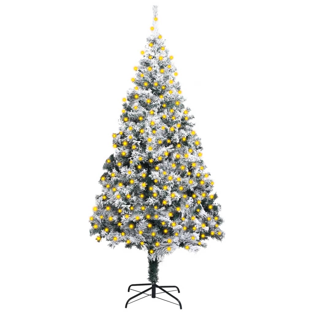 vidaXL Pom de Crăciun artificial cu LED-uri&zăpadă, verde, 300 cm, PVC vidaXL