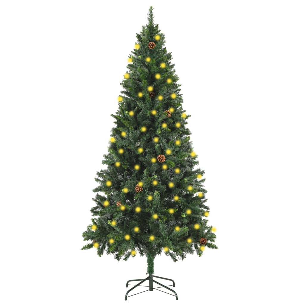 Image of vidaXL Artificial Pre-lit Christmas Tree with Pine Cones Green 180 cm
