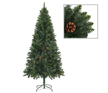 vidaXL Artificial Pre-lit Christmas Tree with Pine Cones Green 210 cm