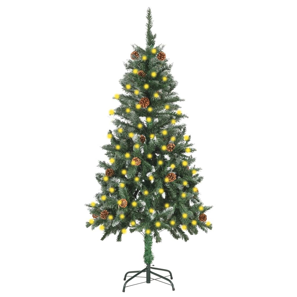 Image of vidaXL Artificial Pre-lit Christmas Tree with Pine Cones 150 cm