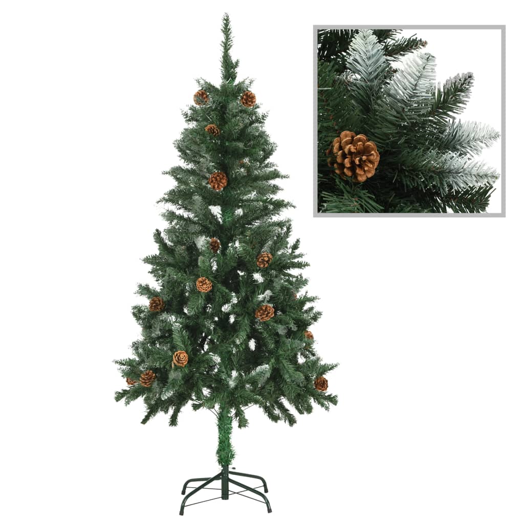 vidaXL Kunstkerstboom met verlichting en dennenappels 150 cm