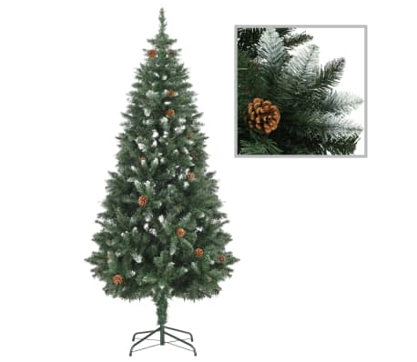 vidaXL Kunstkerstboom met verlichting en dennenappels 180 cm