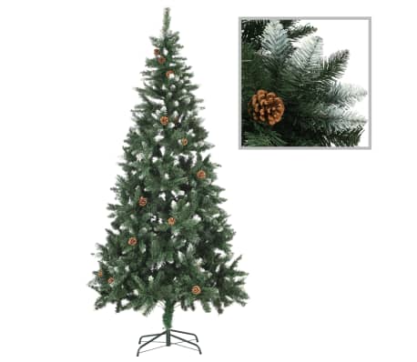 vidaXL Weihnachtsbaum Gefrostet mit Beleuchtung & Zapfen 210 cm