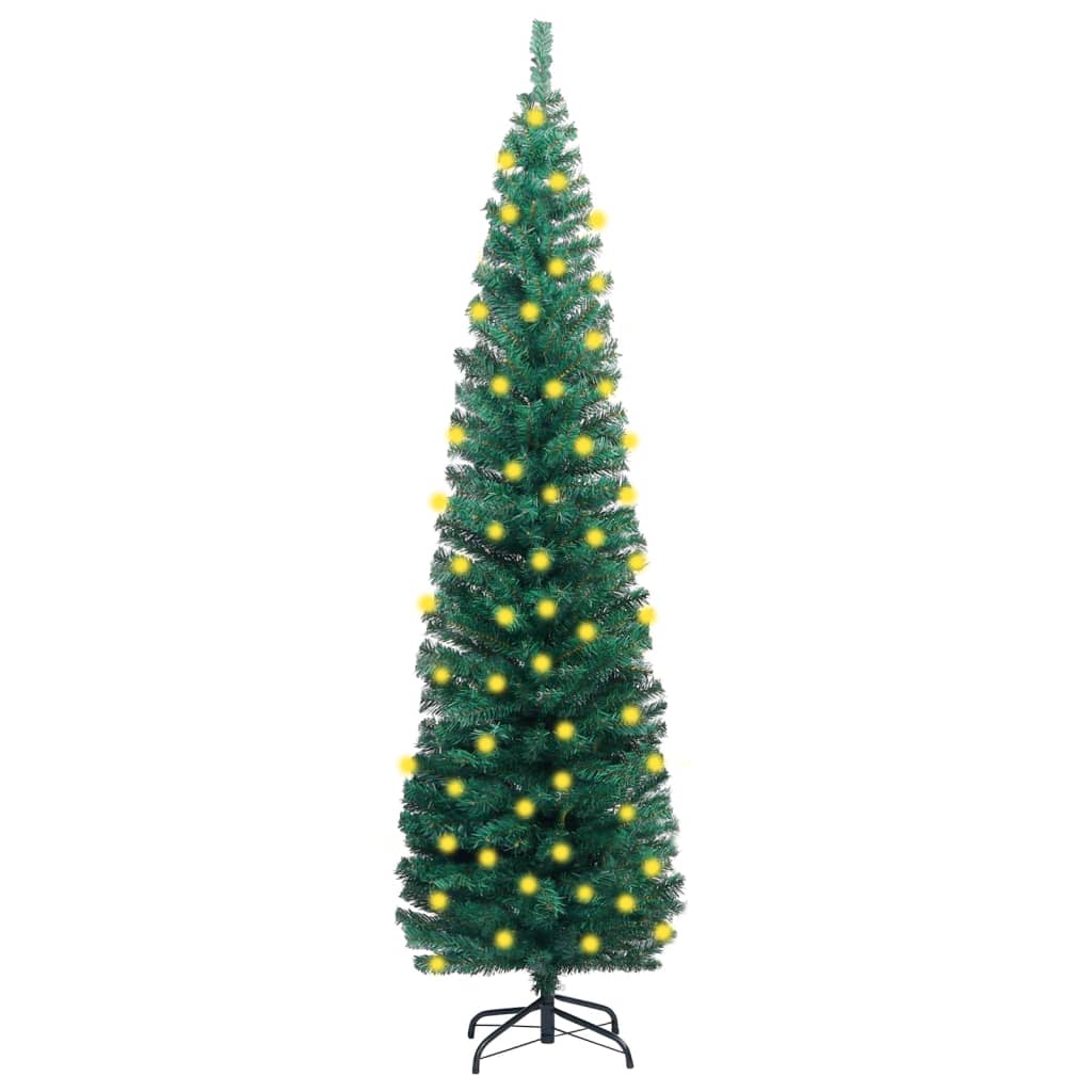 smalt kunstigt juletræ og fod 180 cm PVC Manillo.dk