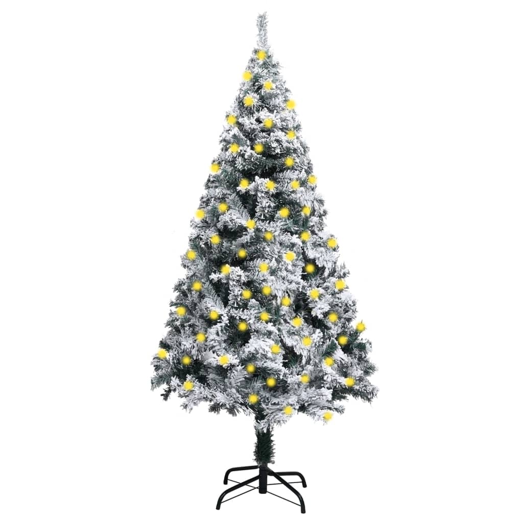 Sapin de Noël artificiel LED et flocons de neige Vert 180 cm
