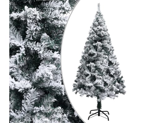 vidaXL Artificial Pre-lit Christmas Tree with Flocked Snow Green 210 cm